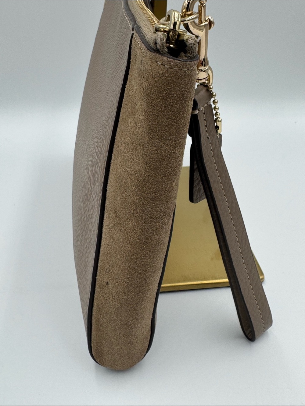 Coach Taupe Leather and Suede Clutch EUC - Picture 6 of 8